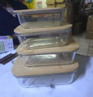 3 PCS Wooden Glass Container