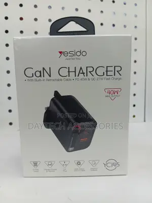 This Is a Yesido Yc145 40w Gan Charger in Black.
