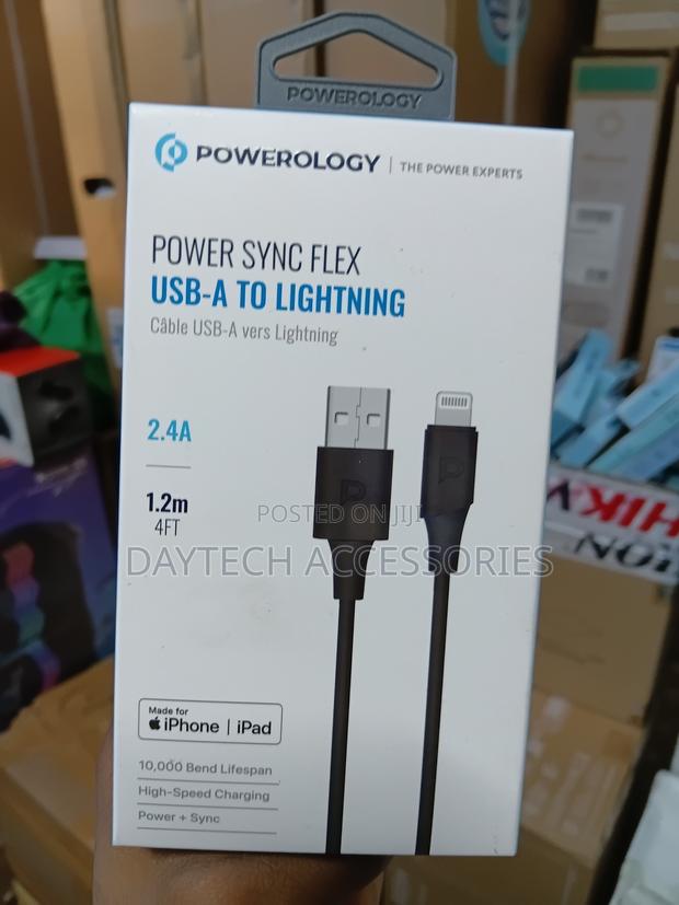 Powerology Power Sync Flex Usb-a to Lightning Cable in Black. - thumbnail 2