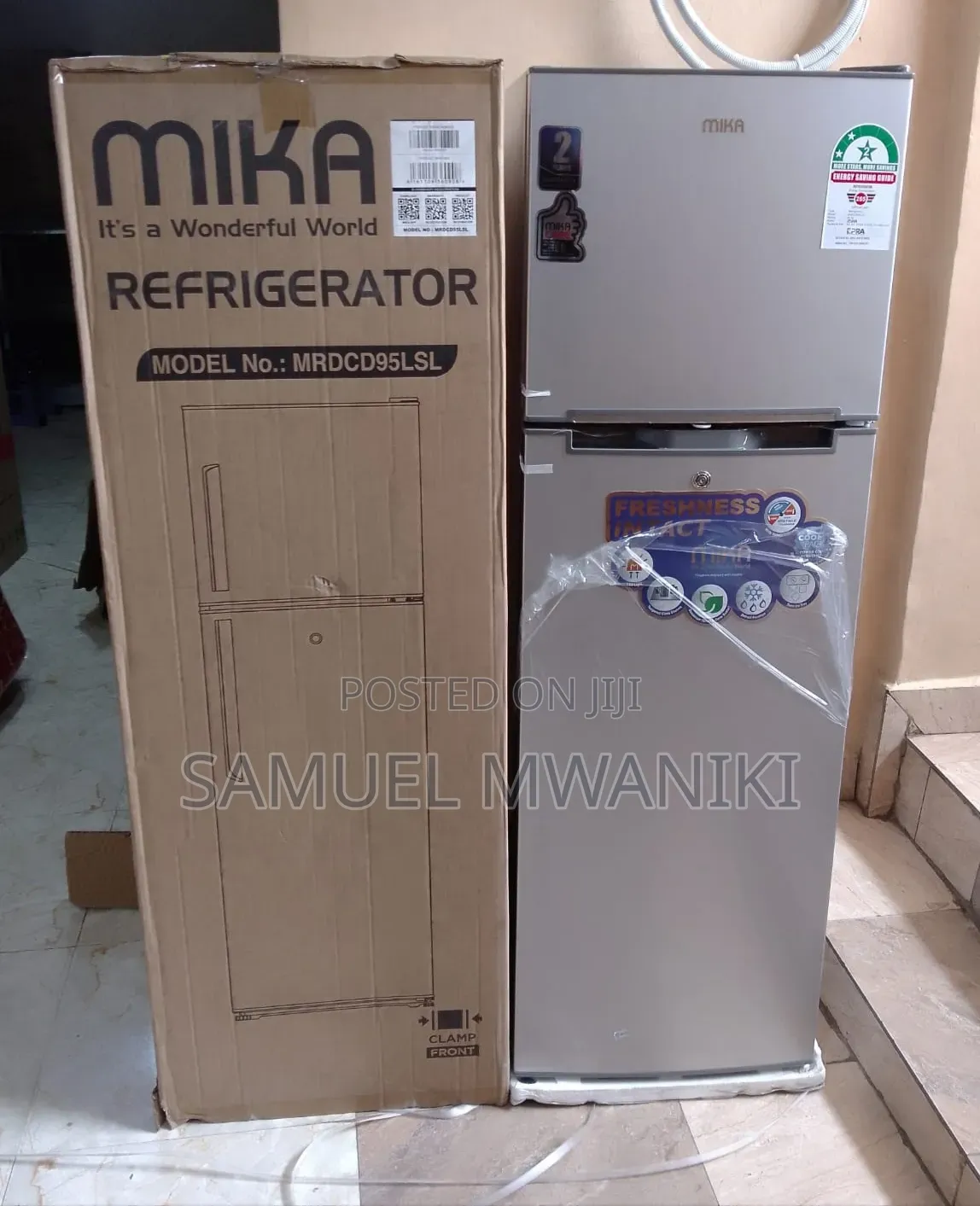 Mika Fridge 168 Liters 2 Door Defrost Top Mount Freezer