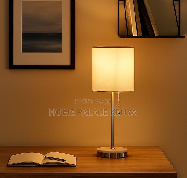Table Lamp: Decorative Table Lamp With Beige Fabric Shade - thumbnail 10