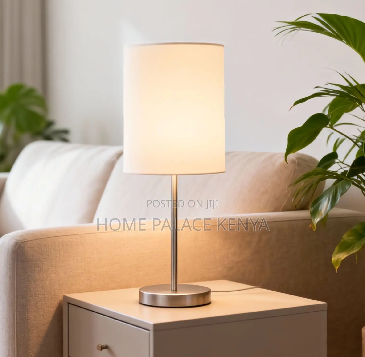Table Lamp: Decorative Table Lamp With Beige Fabric Shade