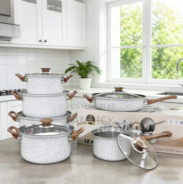 12pc Non Stick Cooking Pots Set - Sn - thumbnail 2