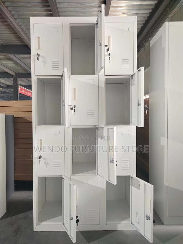 Office Cabinet; 12 Lockers Gray Modern Design Lockable Office Cabinet