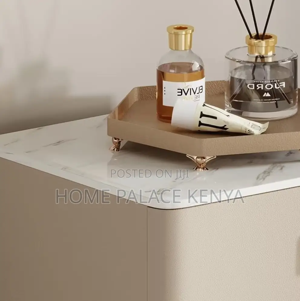 Bedside Table: Nightstand With 2 Drawers and Metal Legs