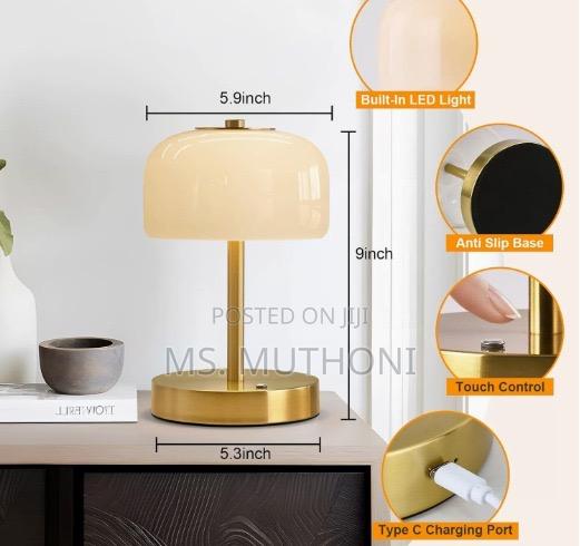 Rechargeable Portres Gold Cordless Table Lamp - thumbnail 4