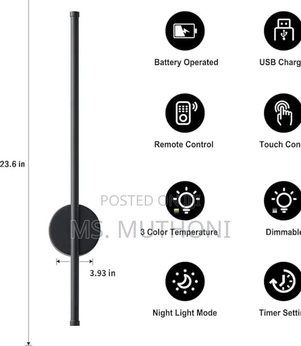 1 Pc * Remote Controlled Rechargeable Wall Sconce Lights * - thumbnail 4