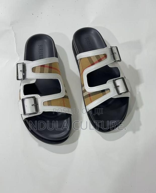 Burberry Off White Pure Leather Sandals - main view