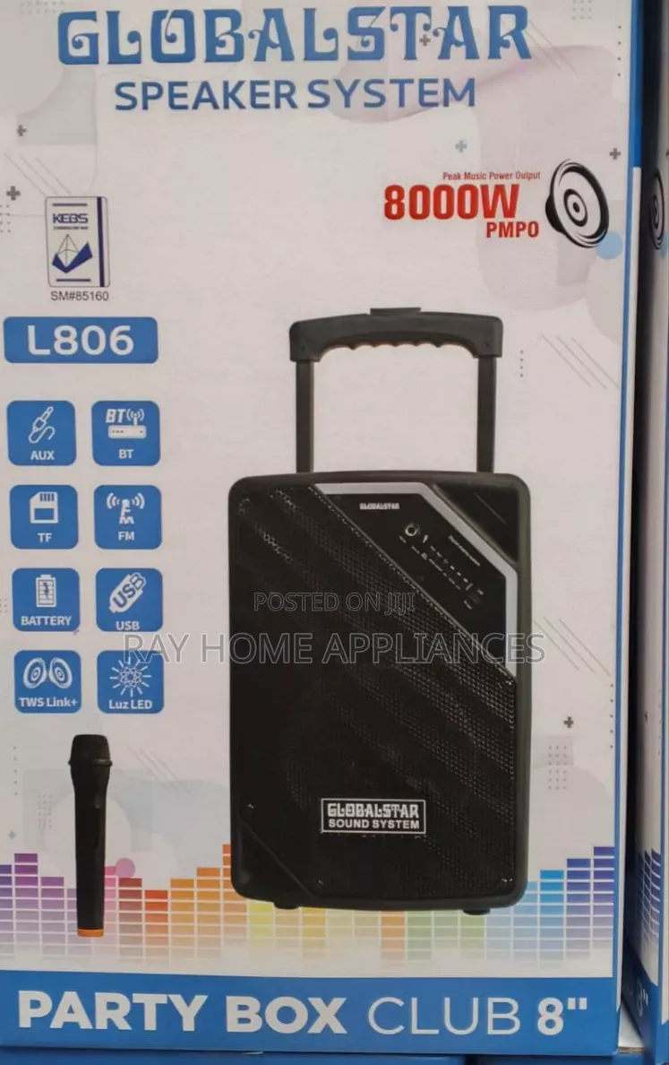 Globalstar Portable Club 8 Inches Trolley Portable Speaker