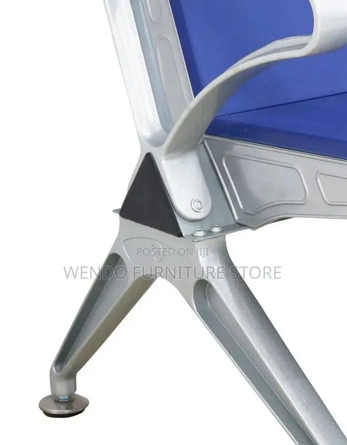 Office Bench; Three Seaters Leather Office Bench With Metallic Frame