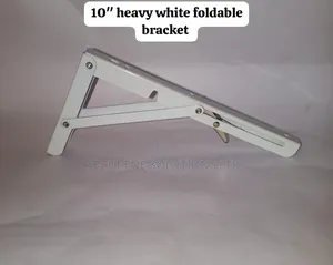 Heavy-Duty White 10-Inch Foldable Shelf Bracket.
