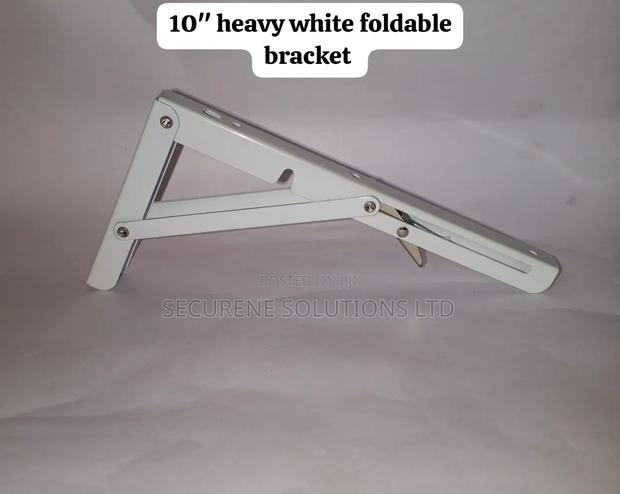 Heavy-Duty White 10-Inch Foldable Shelf Bracket.