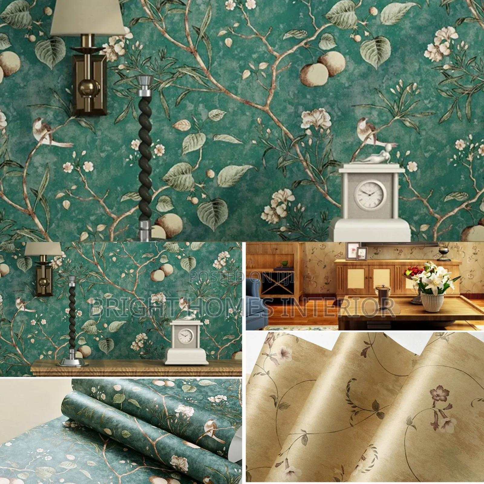 Green Floral Wallpaper Brown Floral Wallpaper