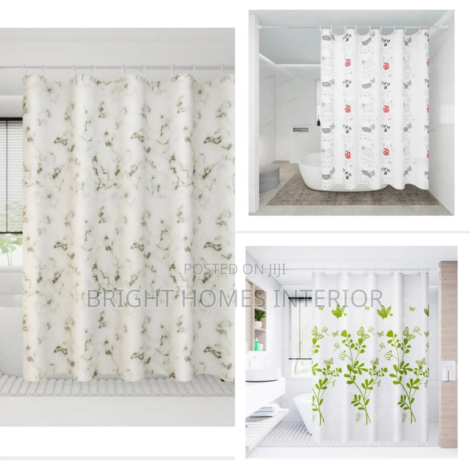 Green Floral Shower Curtain Bathroom Shower Curtain