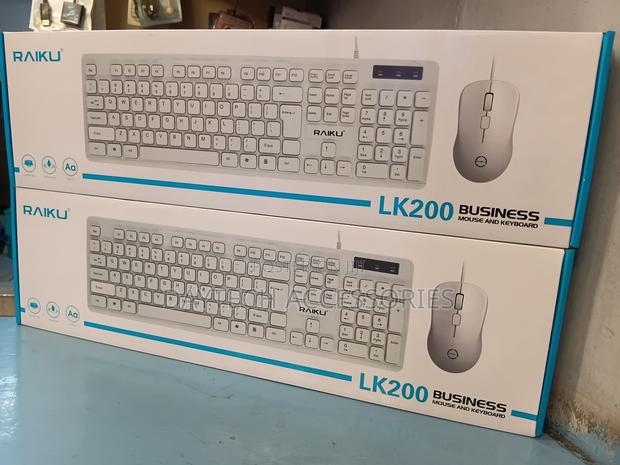 This Is a Raiku Lk200 Wired Membrane Keyboard With Mouse - White - main view