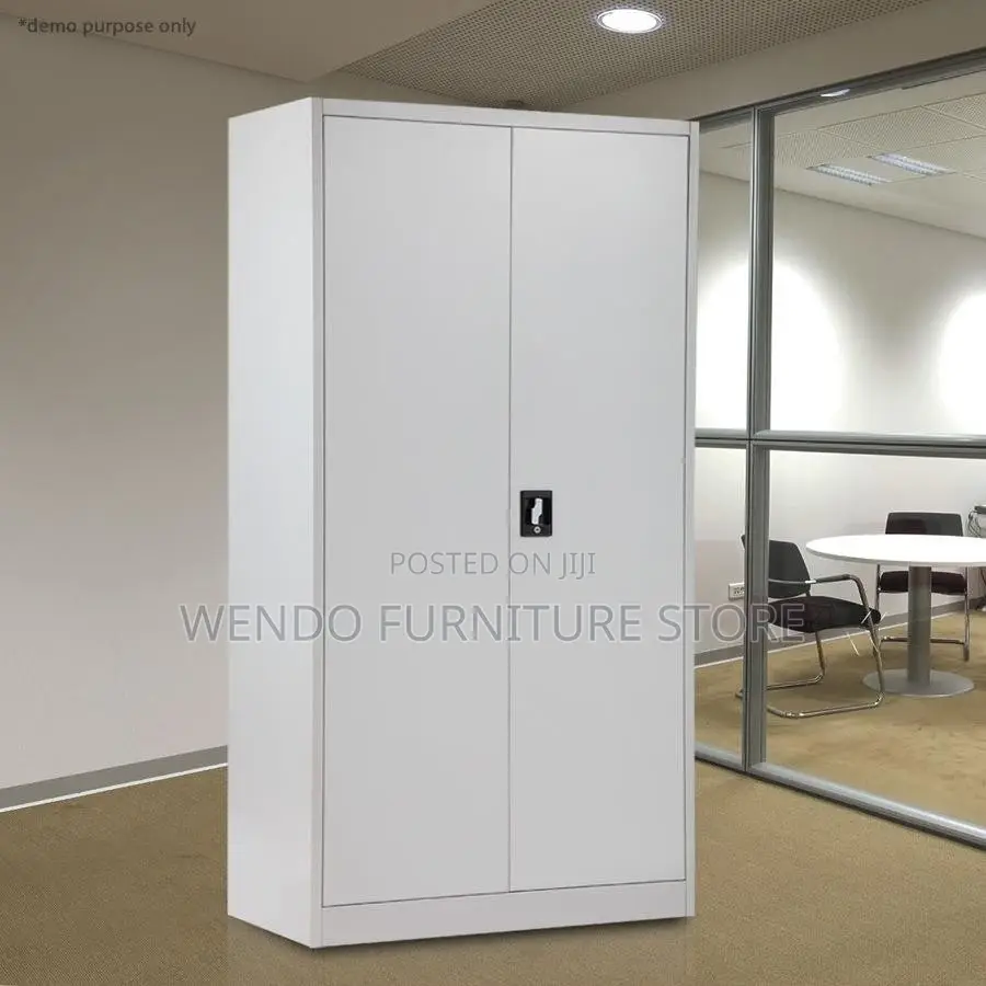 Office Cabinet; Two Doors Gray Office Cabinet With Adjustable Shelves