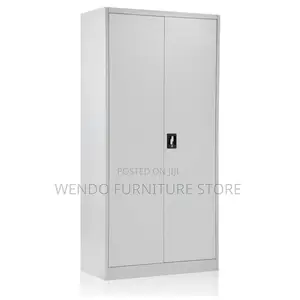 Office Cabinet; Two Doors Gray Office Cabinet With Adjustable Shelves