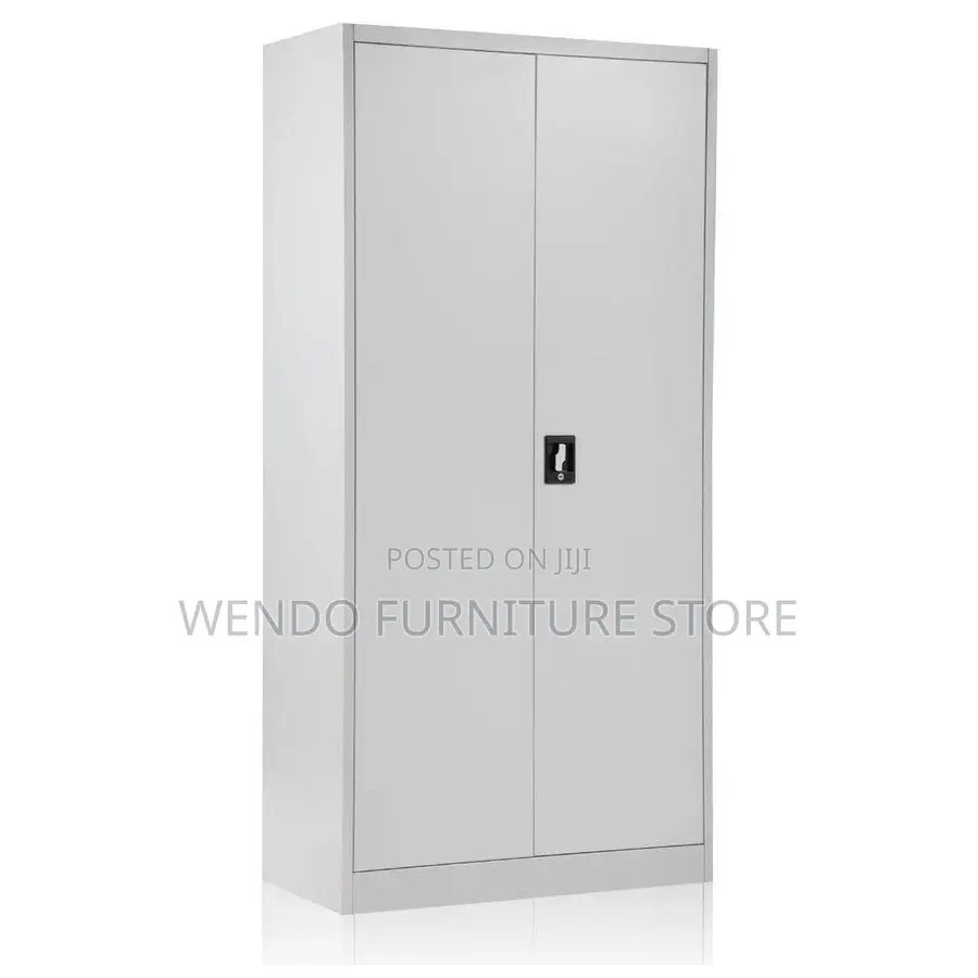 Office Cabinet; Two Doors Gray Office Cabinet With Adjustable Shelves