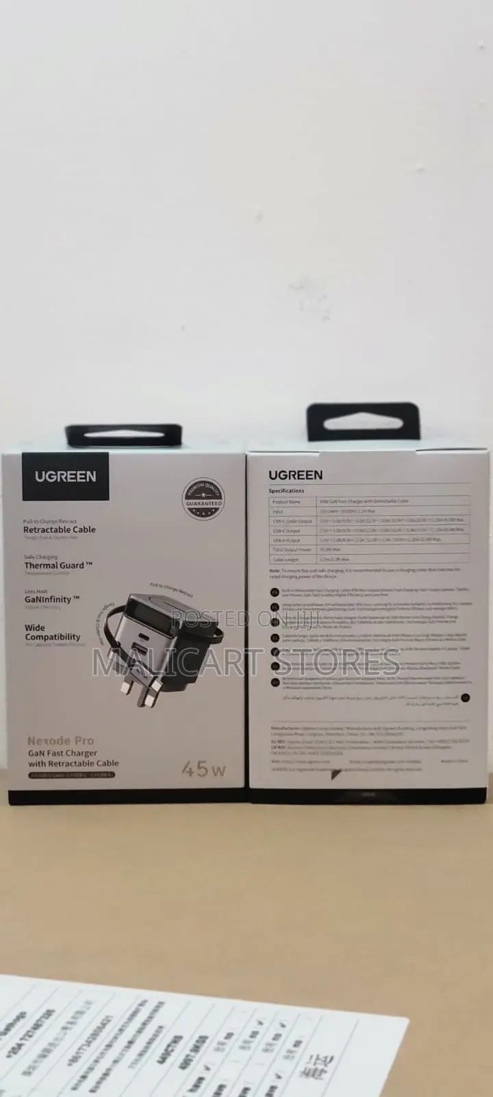 Ugreen Nexode Charger Retractable Usb-C Cable 45w