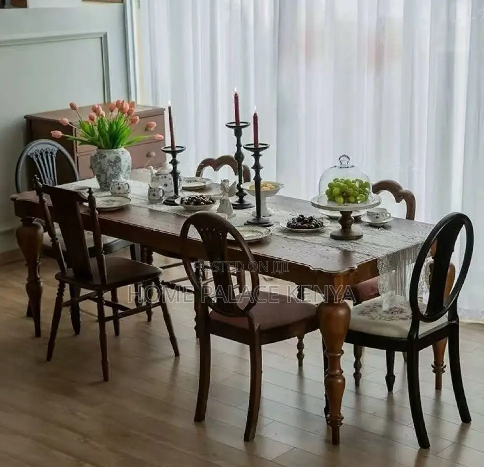 Dining Set: High Quality Mahogany Table Set With Wooden Surface