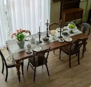 Dining Set: High Quality Mahogany Table Set With Wooden Surface
