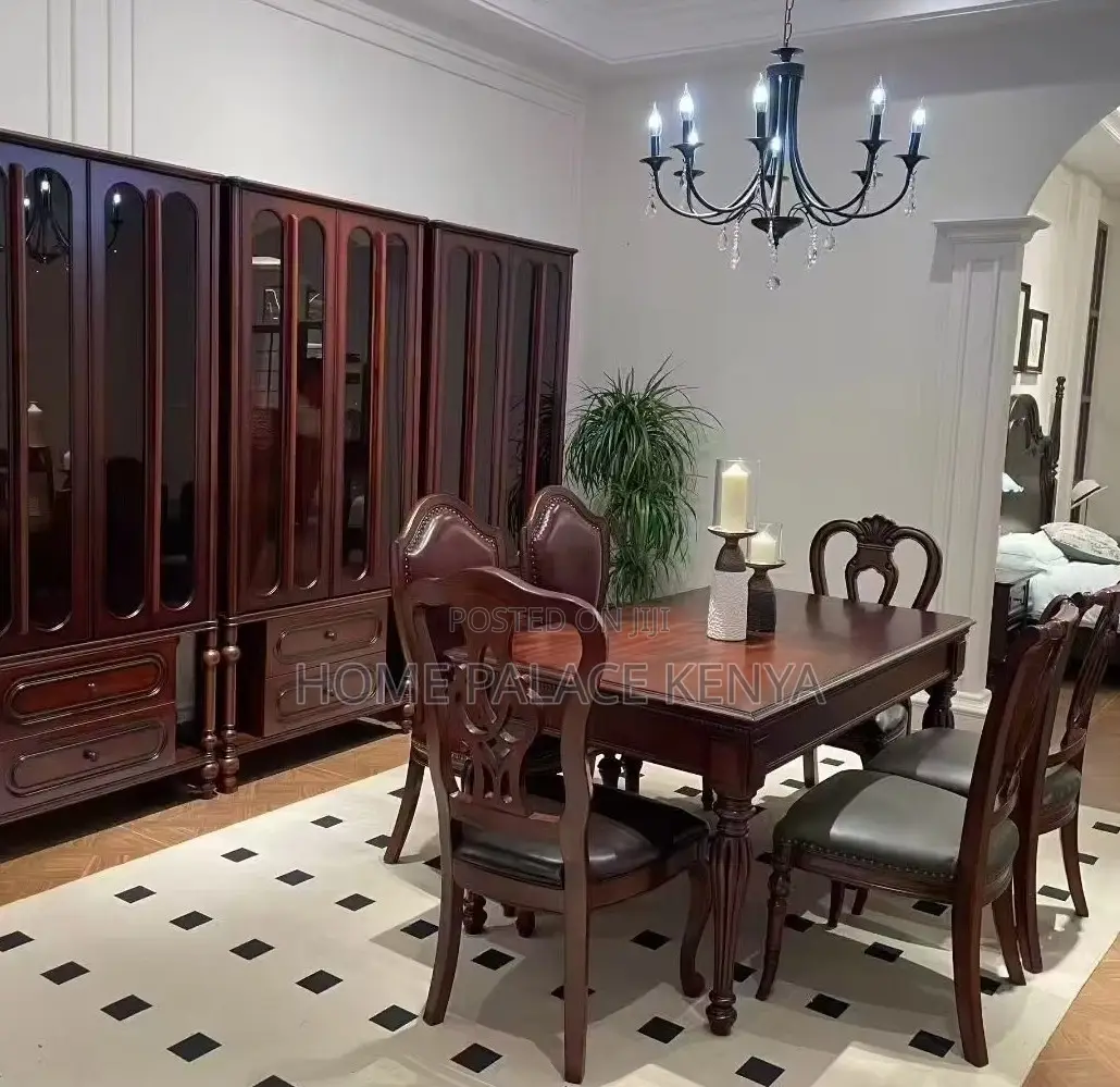 Dining Set: High Quality Mahogany Table Set With Wooden Surface