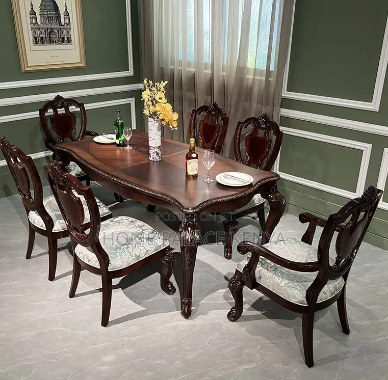 Dining Set: High Quality Mahogany Table Set With Wooden Surface