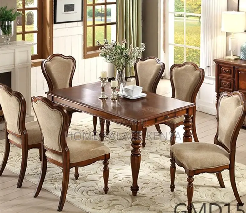 Dining Set: High Quality Mahogany Table Set With Wooden Surface