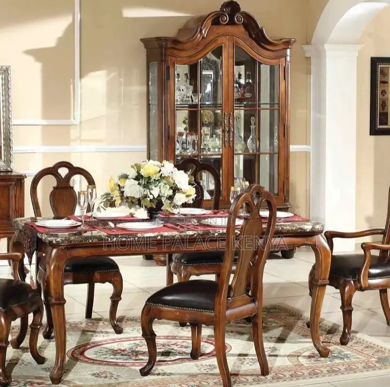 Dining Set: High Quality Mahogany Table Set With Wooden Surface