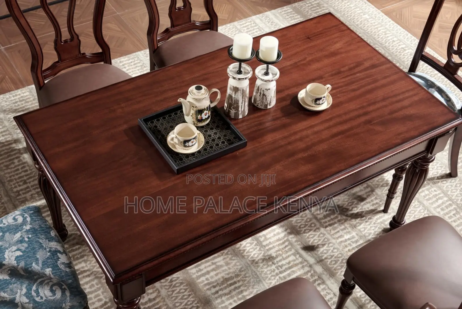 Dining Set: High Quality Mahogany Table Set With Wooden Surface