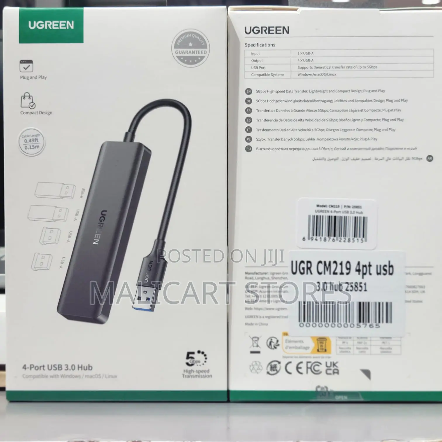 Ugreen Cm219 4-Port Usb 3.2 Gen 1 Data Transfer Hub