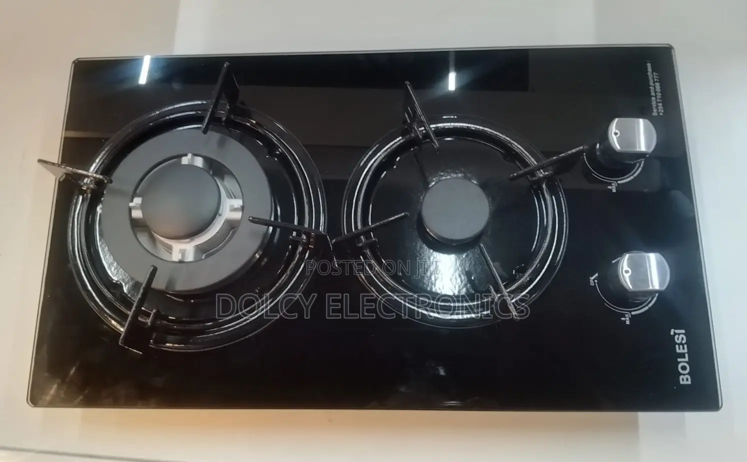 Bolesi Hob 2 Burners Inbuilt Gas Glass Tampared Hod