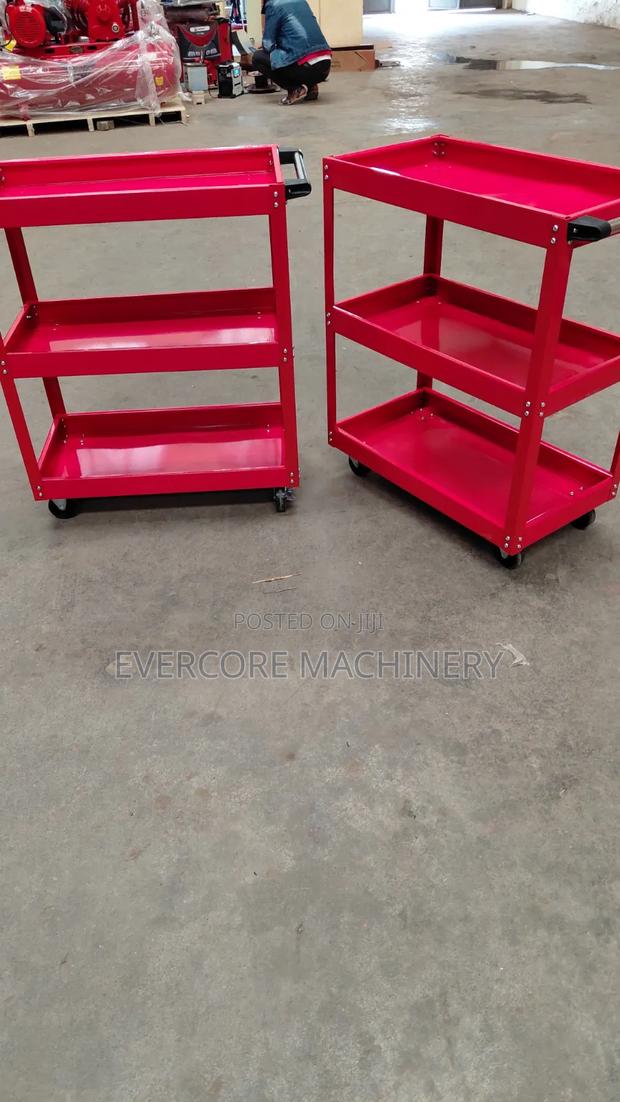 Heavy Duty Tools Trolley 3 Drawer Red Colour. - thumbnail 3