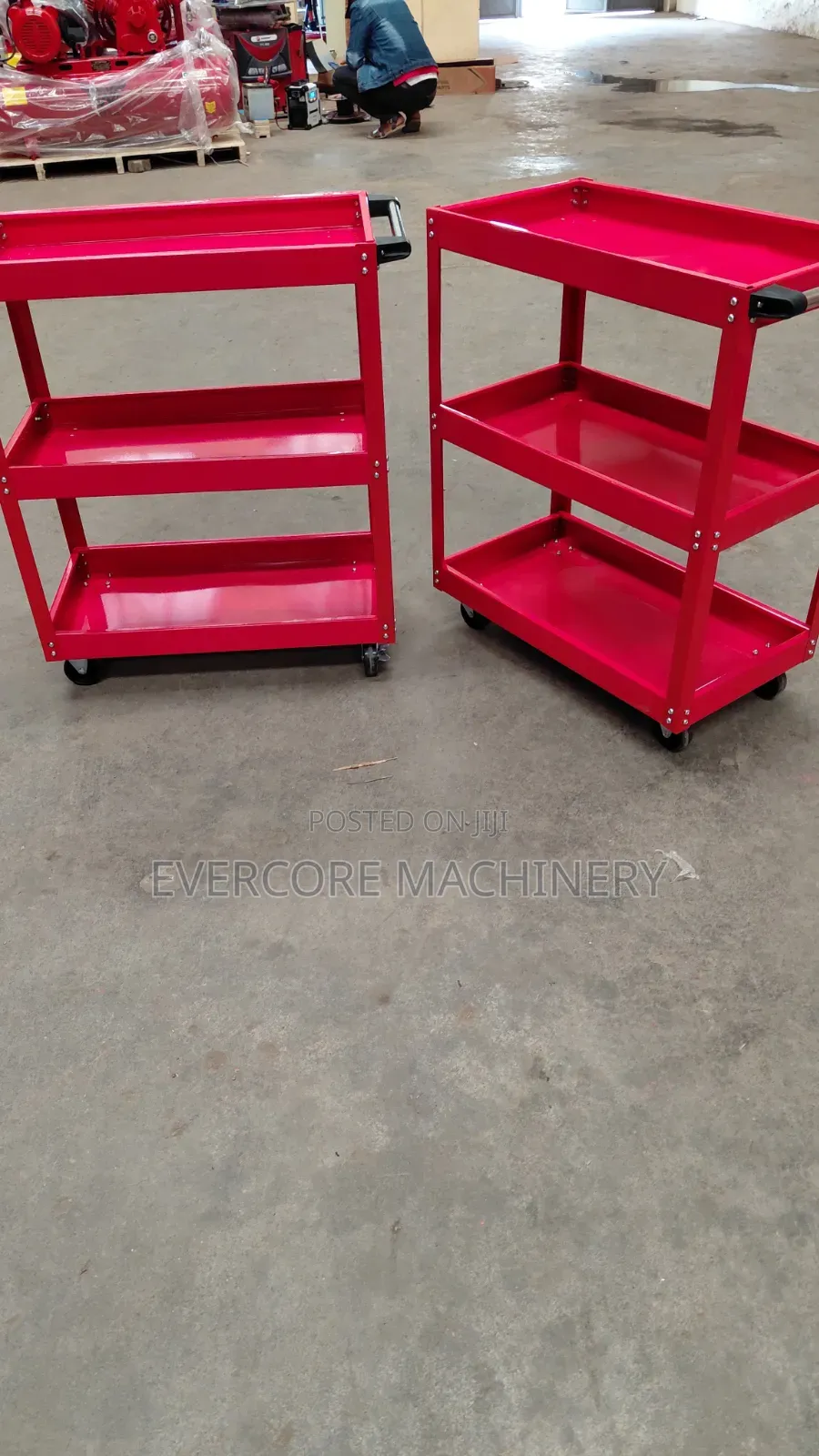 Heavy Duty Tools Trolley 3 Drawer Red Colour.
