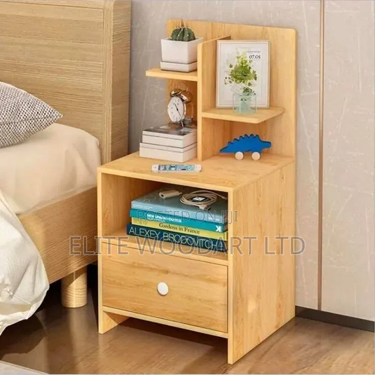 Varnished Wooden Nightstand/Cabinet