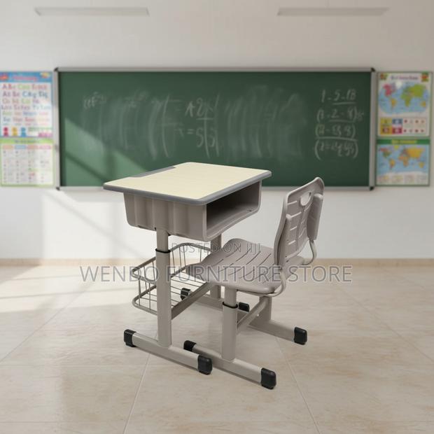 Home Desk; Adjustable Schools Brown Kids Desk Chairs Set - thumbnail 9