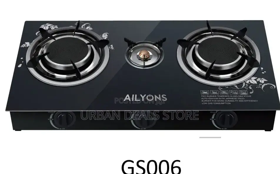 Ailyons 3 Burner Glass Top Gas Cooker Infrared Double Burner