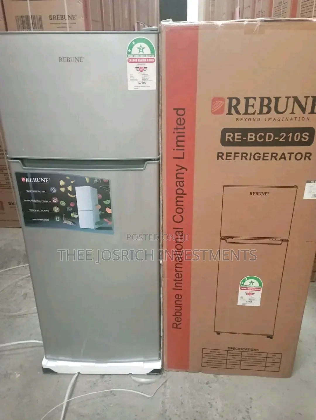 Rebune 138 Litres Double Door Refrigerator