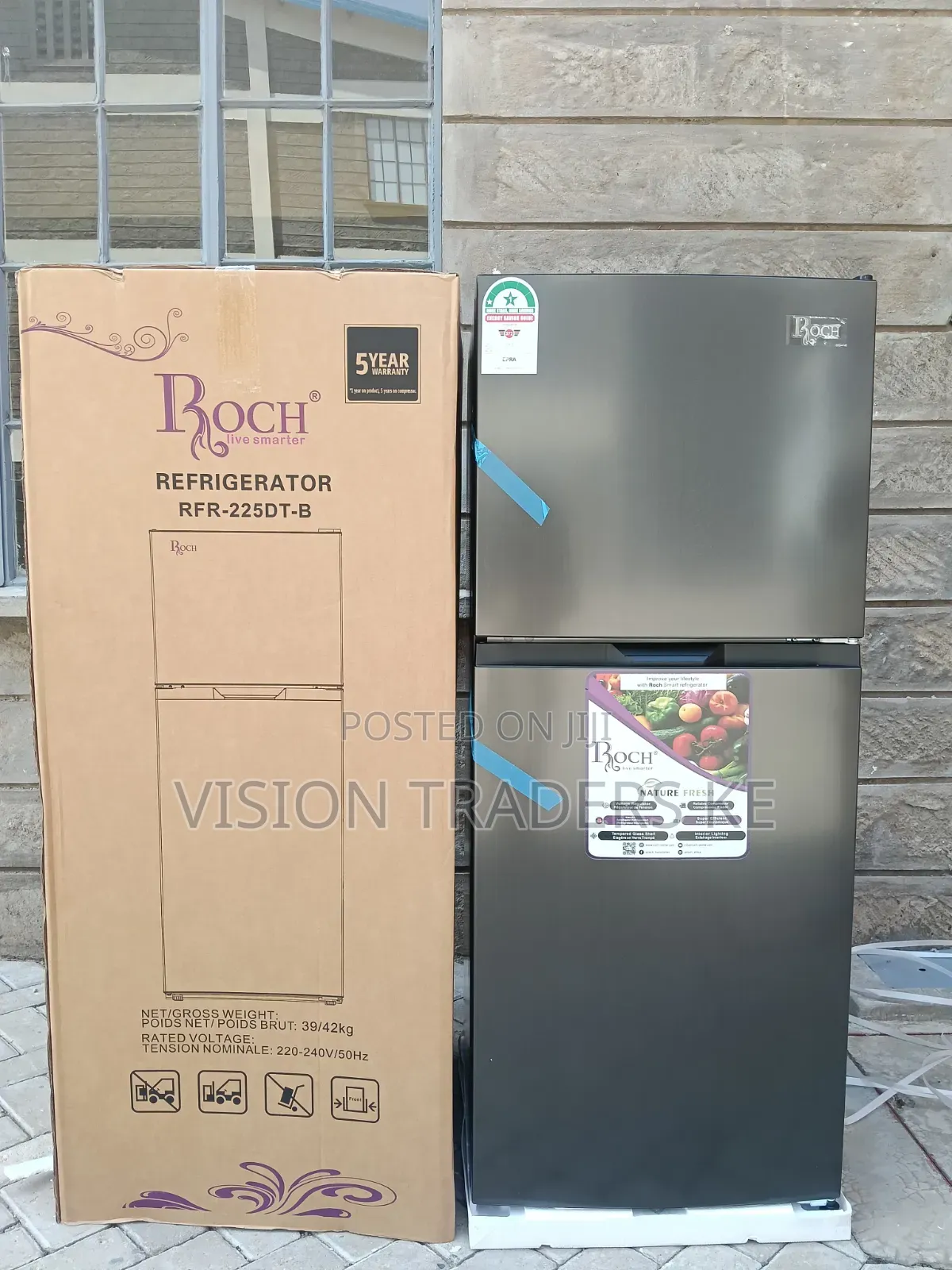 181 Litres Roch RFR-225-Dt-B Double Door No Frost Refrigerator