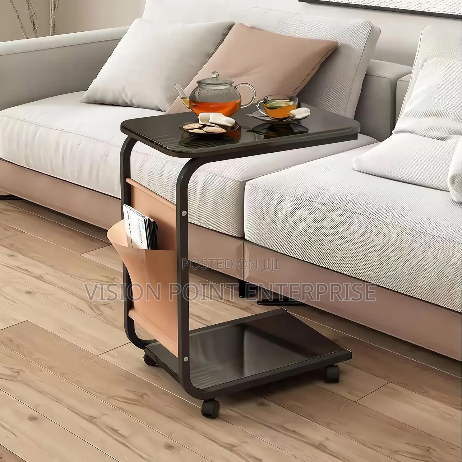2 Layer Trolley Side Table With Matching Insert Pocket