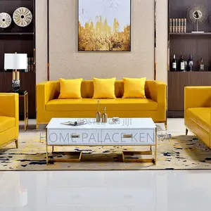 Coffee Table: Center Table With Glass Top and White Gold Finish