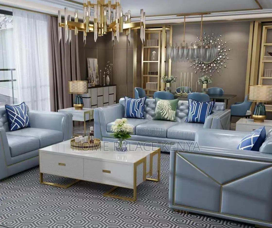 Coffee Table: Center Table With Glass Top and White Gold Finish