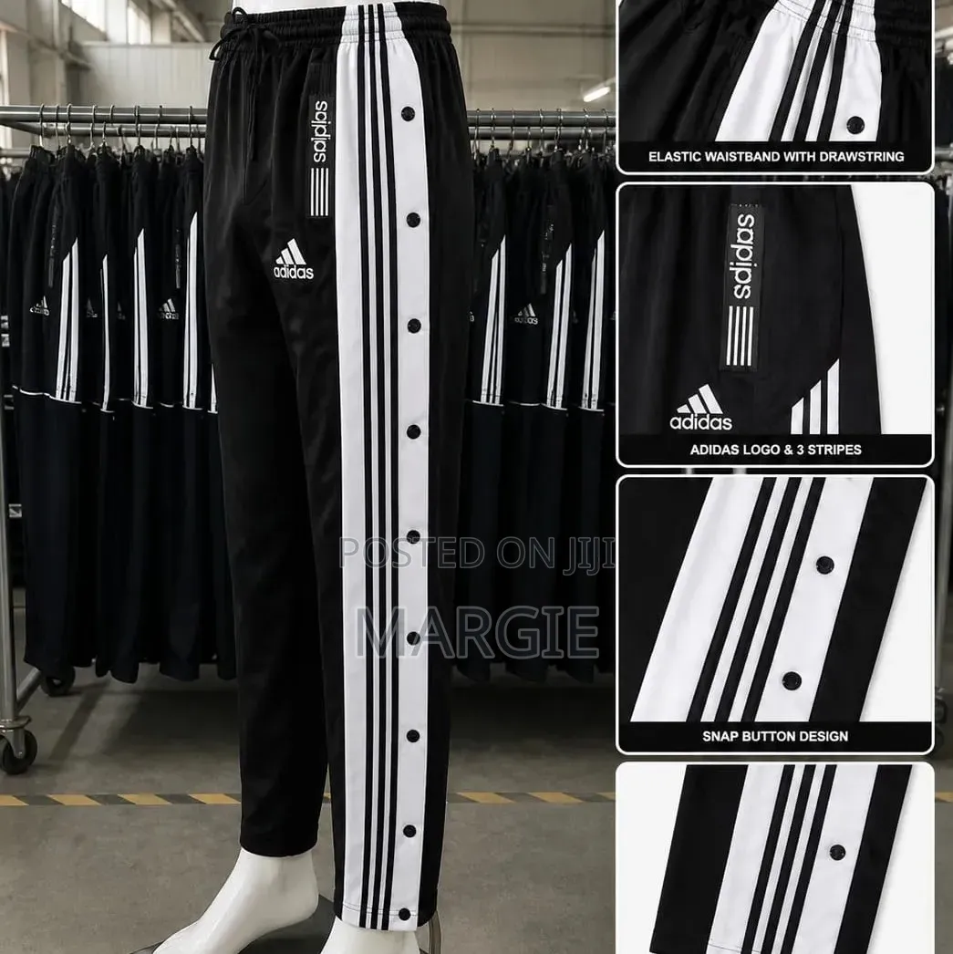 Adiddas Black Whitebutton Up Track Trouser