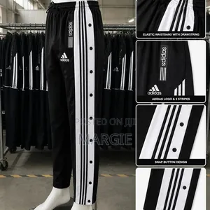 Adiddas Black Whitebutton Up Track Trouser