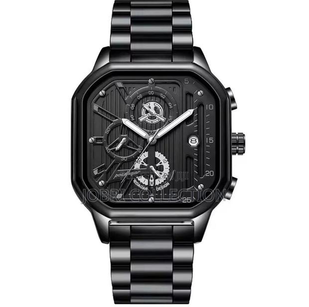 Poedagar Chronograph Black Gents Watch