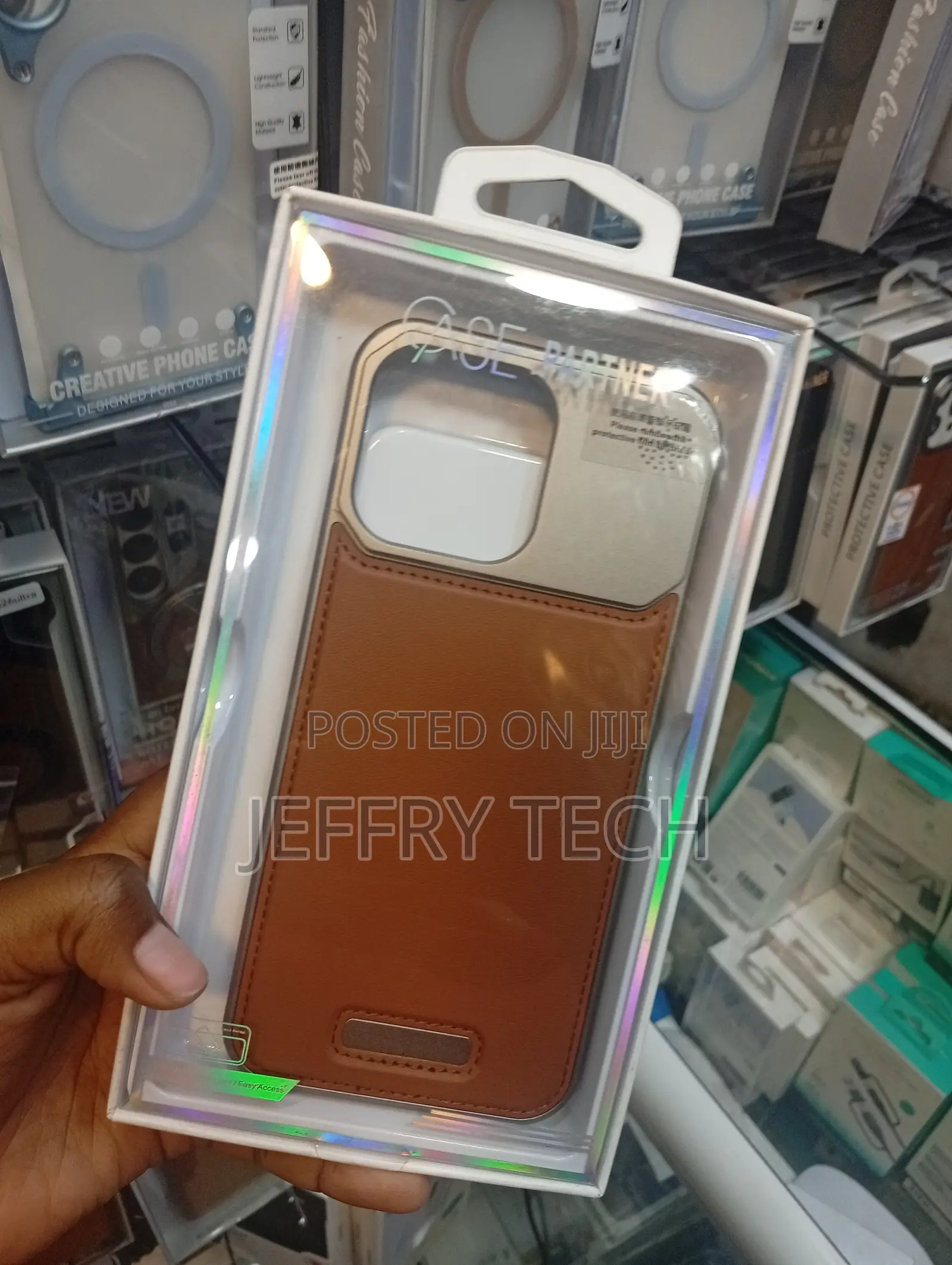 Brand Brown Vegan Leather Phone Case for an iPhone 15 Pro Max.