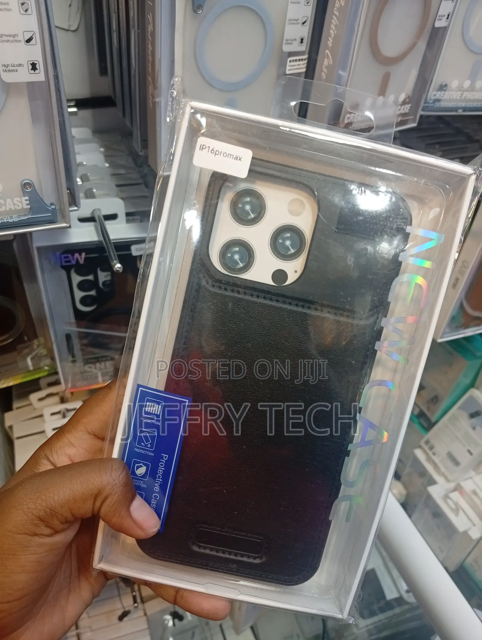 Generic Black Leather Cases Designed for the iPhone 16 Pro Max