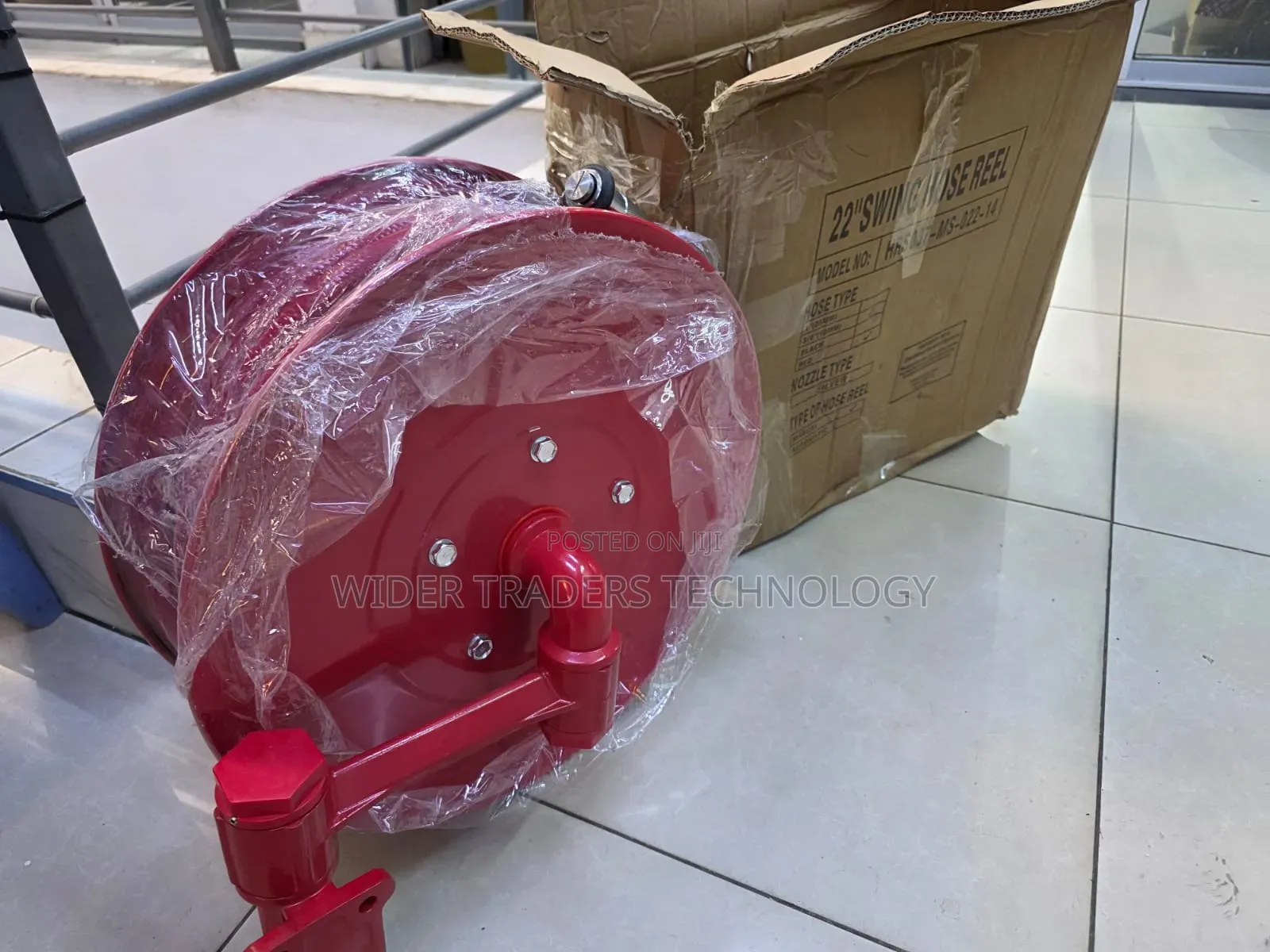 Red 22-Inch Swinging Fire Hose Reel 30 Meters