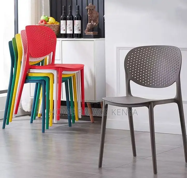 Plastic Chair: Durable Hole Back Italian Style Dining Chair