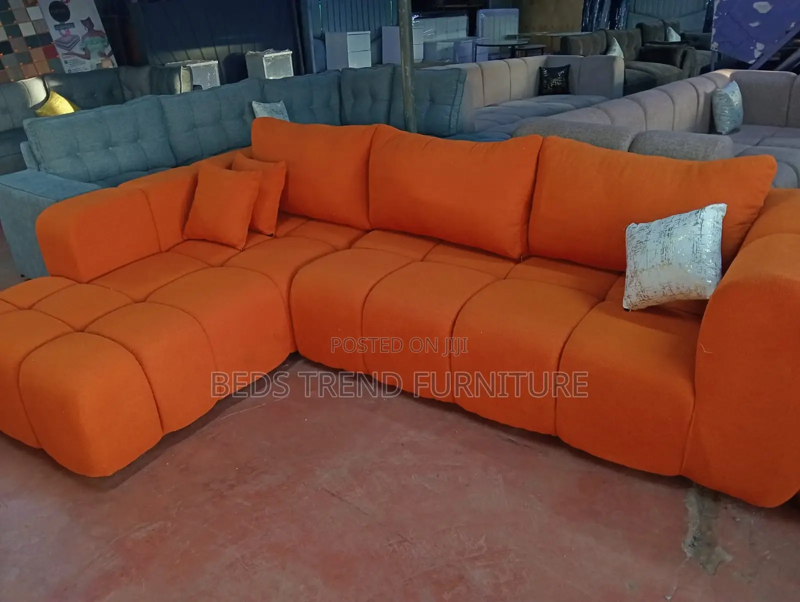 6 Seater Bright Orangen Bubble Sectional Sofa